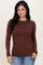 Brown Basic Long Sleeve Top