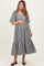 Black PlaidBubble Sleeve Maternity Dress