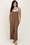 Mocha Sleeveless Pocketed Wide Leg Jumpsuit