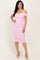 Light Pink Mesh Off Shoulder Twist Front Midi Dress