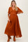 Rust Swiss Dot Crochet Lace Accent Maternity Maxi Dress