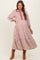 Rust Striped Scallop Trim 3/4 Sleeve Maternity Midi Dress