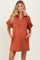 Rust Half Zip Puff Sleeve Maternity Mini Dress