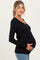 Black Sweetheart Ribbed Maternity Long Sleeve Top