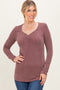 Mauve Sweetheart Ribbed Long Sleeve Top