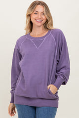 Lavender Vintage Wash French Terry Maternity Pullover