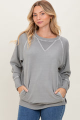 Light Grey Vintage Wash French Terry Maternity Pullover