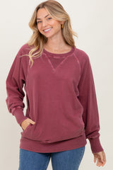 Burgundy Vintage Wash French Terry Pullover