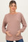 Taupe Puff Sleeve Solid Ribbed Maternity Top