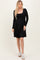Black Scoop Neck Long Sleeve Waist Tie Dress