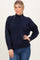 Navy Front Seam Mock Neck Sweater