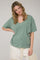 Light Olive Raw Edge V-Neck Short Sleeve T-Shirt