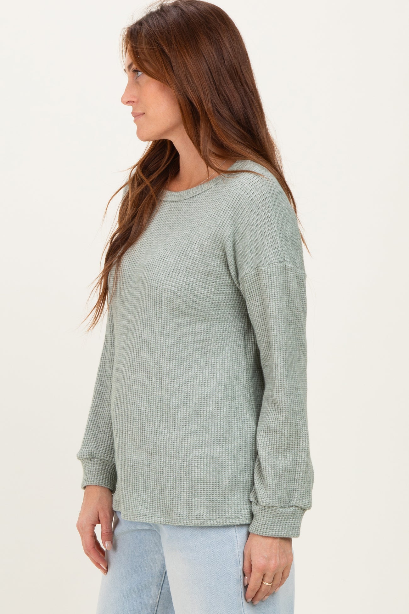 Sage Puff Sleeve Solid Sweater Top