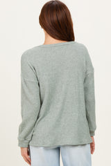 Sage Puff Sleeve Solid Sweater Top