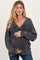 Black Vintage Wash Oversized V-Neck Maternity Sweater