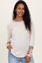 Cream Colorblock Print Detail Long Sleeve Maternity Top