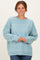 Light Blue Striped Drop Shoulder Sweater