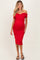 Red Off Shoulder Maternity Midi Dress
