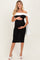 Black Oversized Bow One Shoulder Maternity Midi Dress