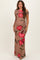 Mocha Floral Off Shoulder One Sleeve Maternity Maxi Dress