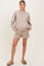 Beige Fleece Sweatshirt Shorts Maternity Set