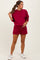 Burgundy Fleece Sweatshirt Shorts Maternity Set