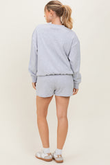 Heather Grey Fleece Sweatshirt Shorts Set