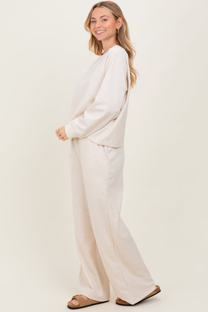 Cream Crewneck Pullover Pant Set