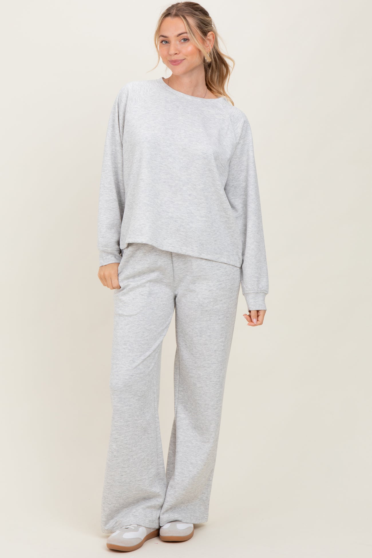 Heather Grey Crewneck Pullover Pant Set