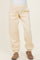 maternity wear in light cream soft jogger pants with elastic cuffs and a relaxed fit