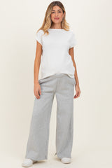 Heather Grey Fleece Wide Leg Maternity Sweatpants