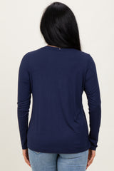 Navy Blue Long Sleeve Top