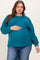 Teal Oversized Ribbed Knit Henley Maternity Plus Sweater