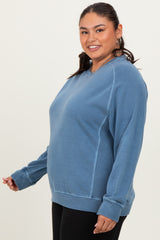 Blue French Terry Vintage Wash Plus Pullover
