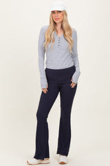 Navy Wide Fold-Over Flared Maternity Pants