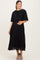 Black Pleated Cape Maternity Midi Dress