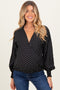 Black Polka Dot Long Sleeve Smocked Maternity Top