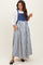 Blue Striped Colorblock Denim Contrast Maternity Maxi Dress