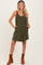 Olive Solid Corduroy V-Neck A-Line Maternity Mini Dress