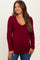 Burgundy Ribbed Long Sleeve Maternity Henley Top