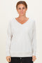 Heather Grey V-Neck Long Sleeve Pullover Top