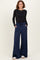 Navy Drawstring Wide Leg Lounge Pant