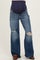 Navy Distressed Open Knee Baggy Wide Leg Maternity Jeans