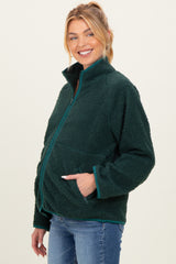Forest Green Fleece Full Zip Maternity Jacket