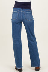 Blue Relaxed Straight Leg Maternity Jeans