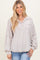 Beige Solid Ribbed Long Sleeve Pocketed Collared V-Neck Top