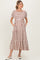 Cream/Camel Striped Short Sleeve Tiered Maternity Maxi Dress