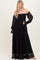Black Lace Smocked Long Sleeve Off Shoulder Maxi Dress