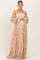 Multi Color Floral Lace Smocked Long Sleeve Off Shoulder Maternity Maxi Dress