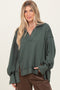 Olive Long Sleeve Reverse Stitch Collared Top